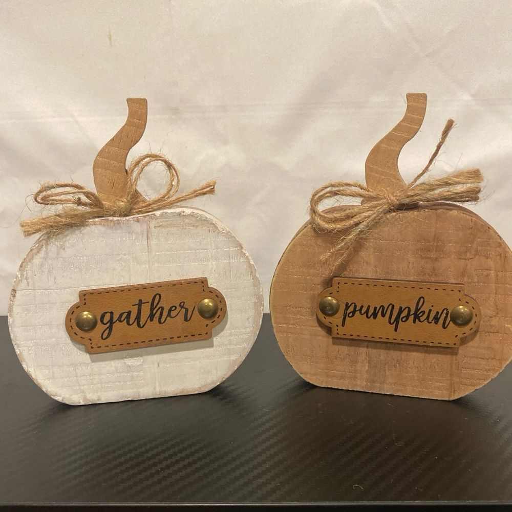 Fall‎ decor Wooden Pumpkins gather and pumpkin